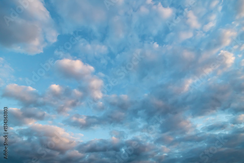 Cloudy Blue Sky with Soft and Fluffy Clouds in Natural Light