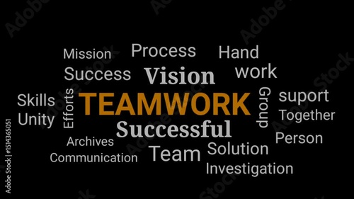 Teamwork word cloud template. Business concept video