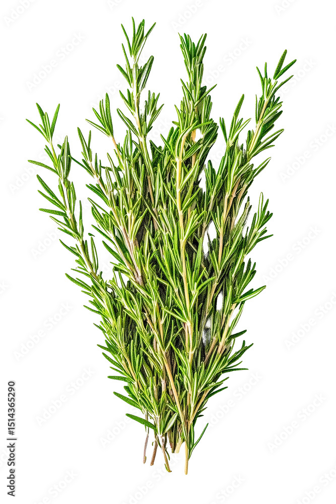 Fototapeta premium Fresh rosemary sprigs culinary herb bunch isolated on transparent PNG