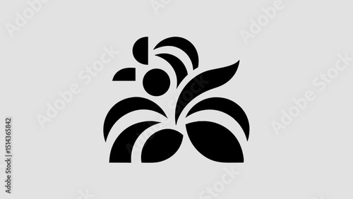 Regal Rooster Silhouette Graceful Comb Curve with Defined Tail Feathers and Spurs