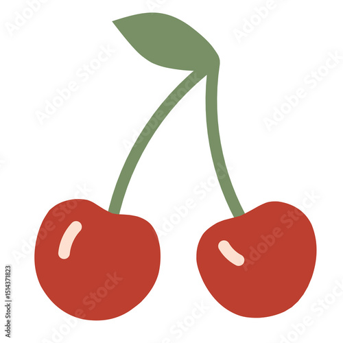 Vintage-style red cherry illustration with a classic hand-drawn look. Ideal for food packaging, kitchen art, natural products, or sweet fruit-themed vector design in a nostalgic sketch style.