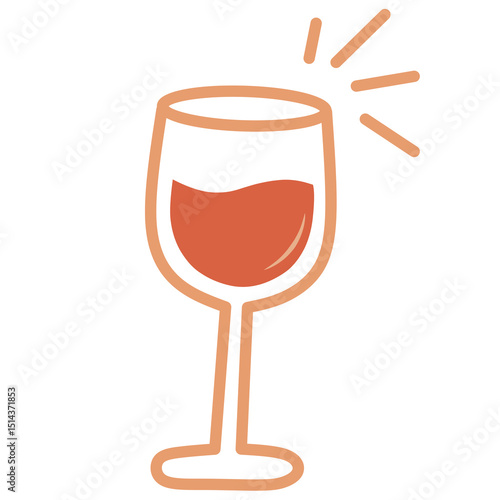Sleek and elegant line art of a wine glass. Ideal for menus, restaurant branding, wine tastings, party invites, or minimalist drink-themed illustrations for commercial and editorial use.