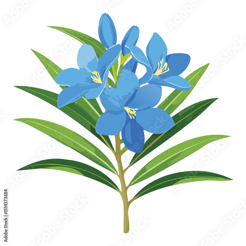 Pure Blue Flowers Botanical Illustration
