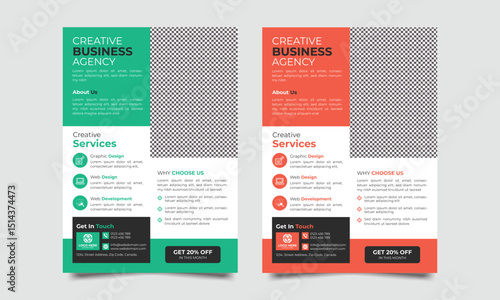 Corporate business flyer template, modern template, in two color, and modern design, perfect for creative professional business, marketing, business proposal, promotion, advertise, publication, cover