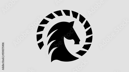 Regal Horse Silhouette Flowing Mane Arc with Defined Hooves and Tail
