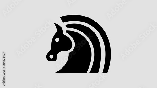 Regal Horse Silhouette Flowing Mane Arc with Defined Hooves and Tail