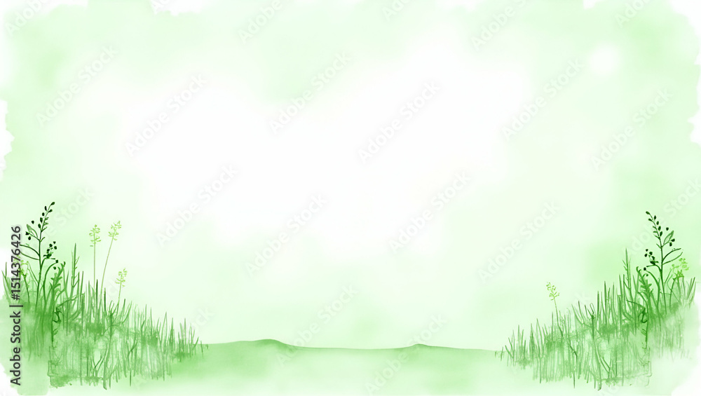 Obraz premium Green landscape and clean air symbols border frame with copy space for World Environment Day air quality concept as Green landscape and clean air symbols creating a border with copy space for air qual