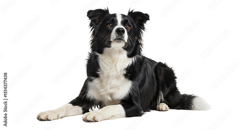 Fototapeta premium Portrait of a border collie dog lying down looking at camera pet animal canine breed domestic mammal studio shot
