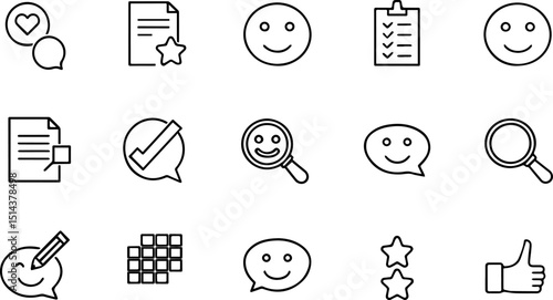 survey web icon set in line style  collection of f.eps