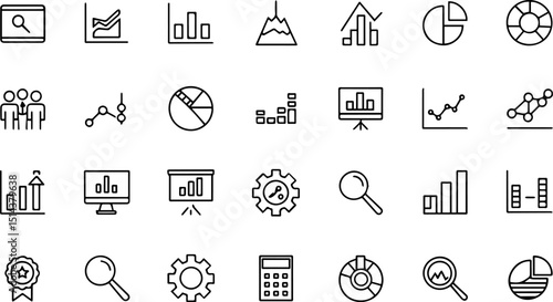 data analysis set of web icons in line style  data.eps