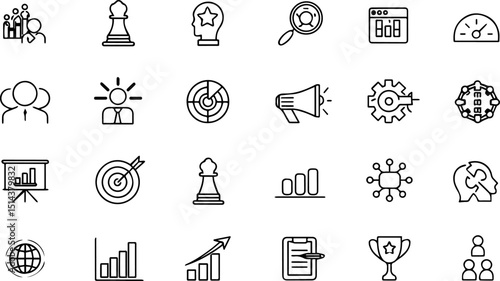 business strategy set of web icons in line style  .eps