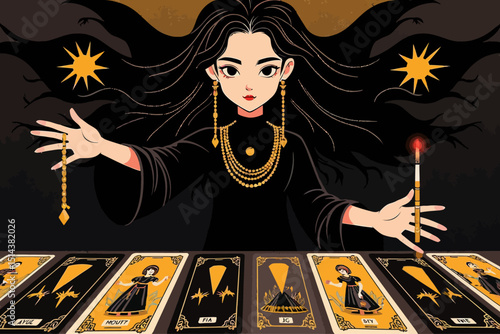 Dark Magic Vector Illustration Tarot Cards