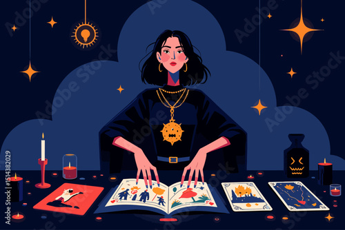 Dark Magic Vector Illustration Tarot Cards
