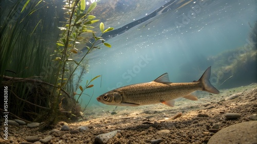 Cape Fear Shiner Swimming in Clear Stream Natural Habitat