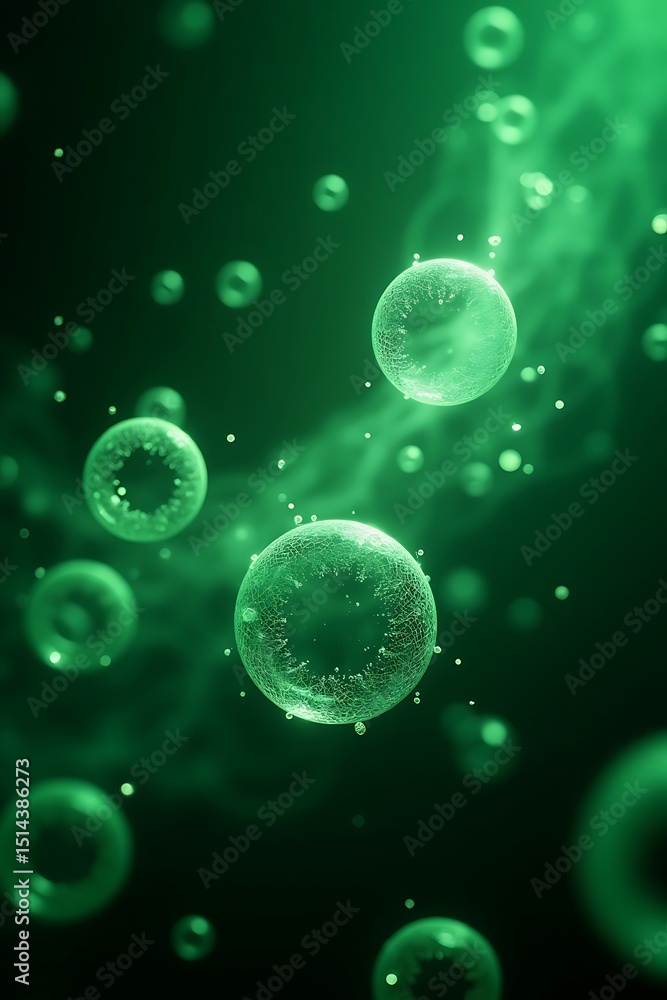 Vibrant Green Cells in Microscopic Detail, Wallpaper and digital background Vibrant Green Cells in Microscopic Detail, Wallpaper and digital background