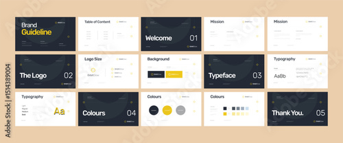Professional Brand Guidelines Template, Dark Yellow Corporate Identity for tech, premium brand, luxury, professional, corporate