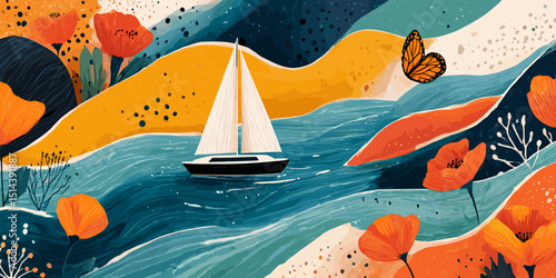 summer clipart, summer banner, summer, summer poster, cute summer, summer silhouette, beach banner, beach poster, water, sea, beach, kayak, boat, sport, summer, canoe, people, vacation, ocean, fun, ve