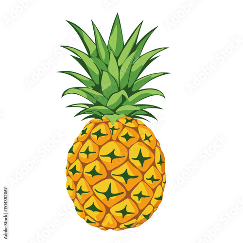 Pineapple. Illustration of pineapple fruit with isolated cartoon style on white background. summer fruits, for a healthy and natural life, Vector illustration.