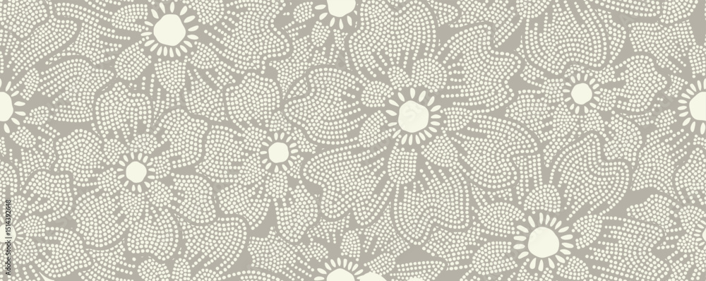 custom made wallpaper toronto digitalAbstract flower and leaves seamless pattern with dot style.	