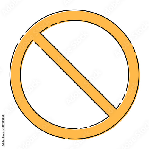 おしゃれな破線版ズレの禁止マークのイラストイメージ オレンジ