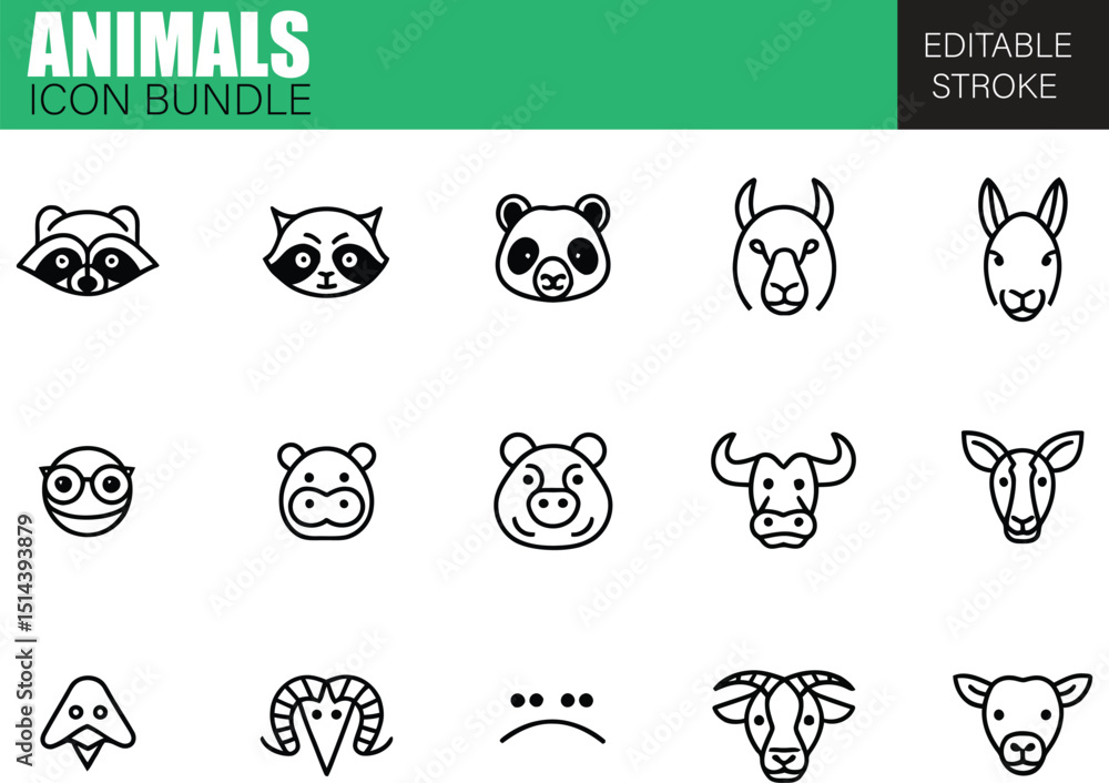 Obraz premium set of different icons of animals