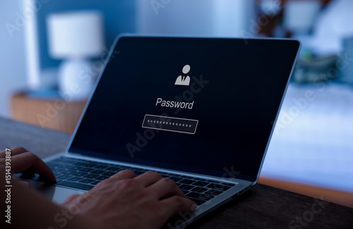 Photography Cyber security protection program to protect password login information on websites and online internet networks securely and confidentially to prevent hackers from accessing financial information