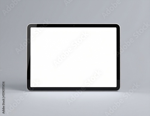iPad con pantalla en blanco sobre fondo de color sólido y sombras suaves