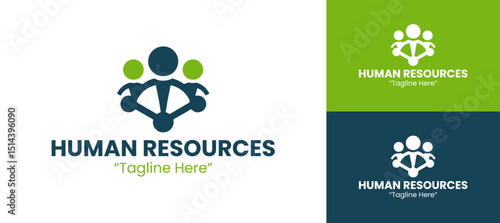Professional Human Resources Logo Design with Green and Blue Colors