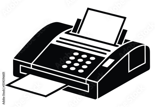 Fax Machine Icon Depicted in a Bold Black Silhouette Style silhouette