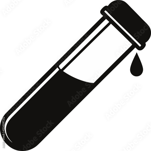 Blood Sample Tube Silhouette Vector Illustration 
