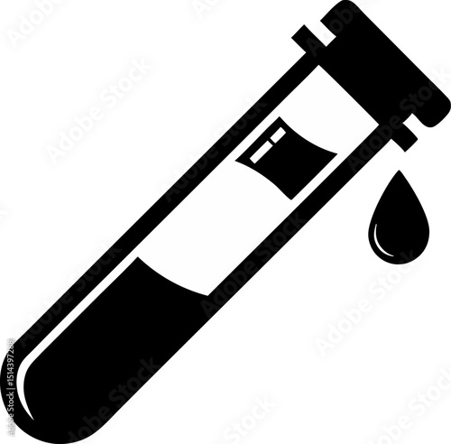 Blood Sample Tube Silhouette Vector Illustration 