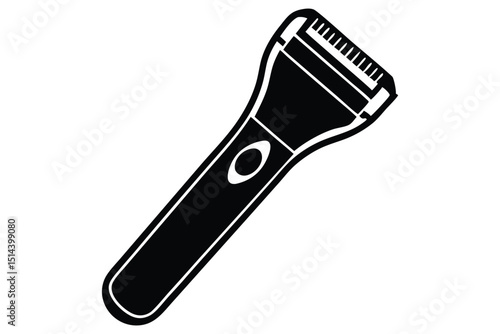 Electric Razor Illustration in Black and White Silhouette Style for Personal Grooming and Hygiene Needs
