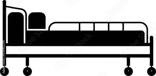 Hospital Bed Silhouette Vector Illustration 