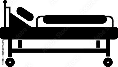 Hospital Bed Silhouette Vector Illustration 