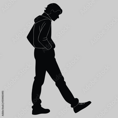 a person with one hand in pocket silhouette vector design art and illustration