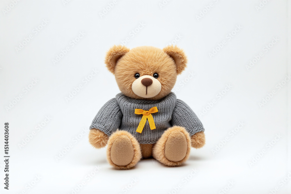 Fototapeta premium teddy bear wearing a sweater with a yellow ribbon on it