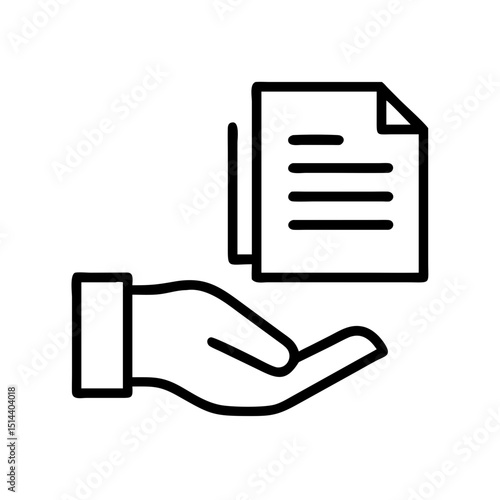 Document and hand icon on transparent background for web and graphic design