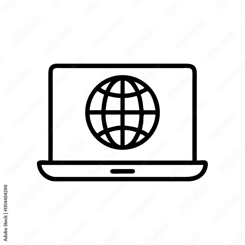 Global laptop icon on transparent background for web and graphic design Global laptop icon on transparent background for web and graphic design