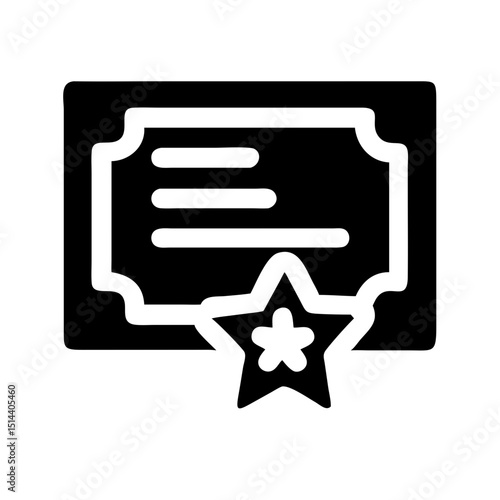 Silhouette certificate with star icon on transparent background for web and graphic design