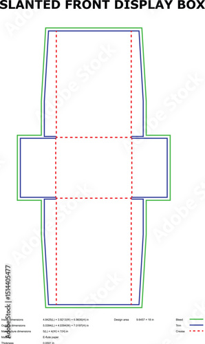 Slanten front display box template die-cut packaging design