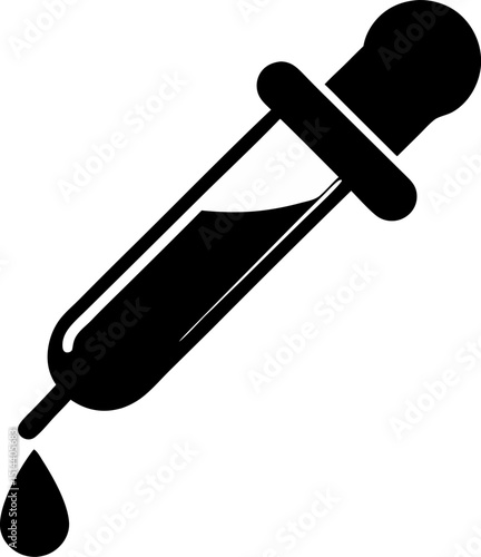 Medicine Dropper Silhouette Vector Illustration 