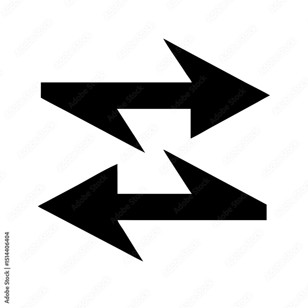 Silhouette dual charging arrows icon on transparent background for web and graphic design Silhouette dual charging arrows icon on transparent background for web and graphic design
