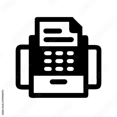 Silhouette fax machine icon on transparent background for web and graphic design