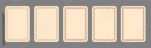 Vintage frames set isolated on gray background. Ornamental label frames. Fashionable ornate frames for wedding invitations, greeting cards, prints.