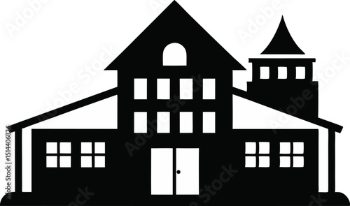 Nursing Home Building Silhouette Vector Illustration