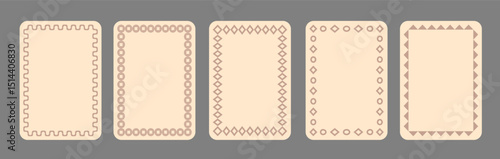 Vintage frames set isolated on gray background. Ornamental label frames. Fashionable ornate frames for wedding invitations, greeting cards, prints.