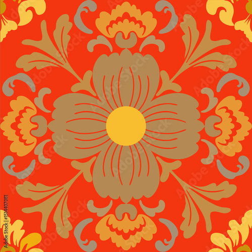 Garden Bloom Ornamental Seamless Design for carpet, print, wrap, decorative, illustration, Fabric, Wallpaper, Ceramics. 
