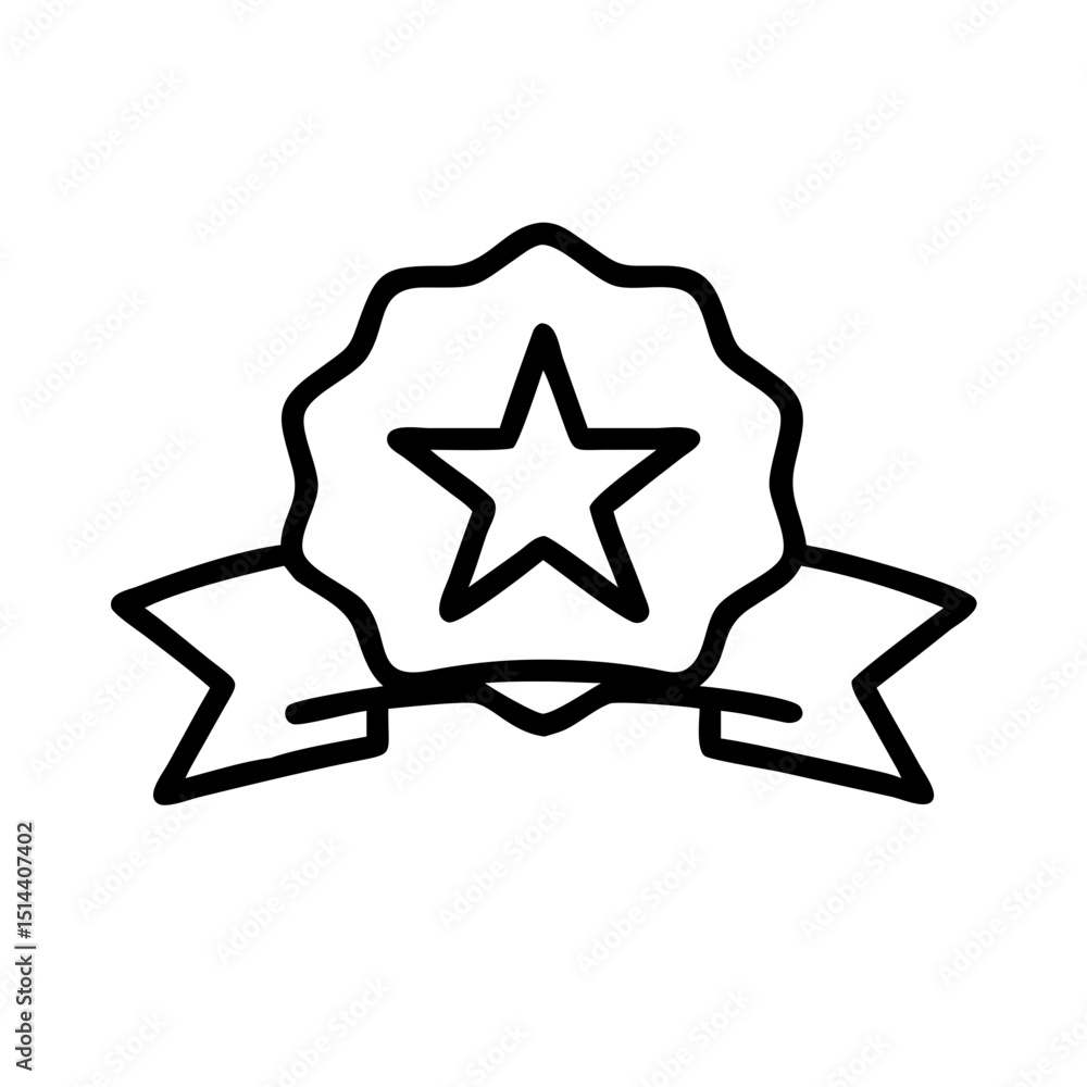Obraz premium Star badge with ribbon icon on transparent background for web and graphic design