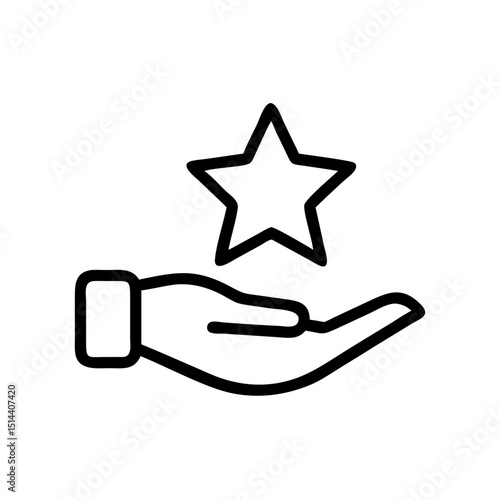 Star on hand icon on transparent background for web and graphic design