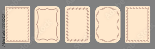 Vintage frames set isolated on gray background. Ornamental label frames. Fashionable ornate frames for wedding invitations, greeting cards, prints.